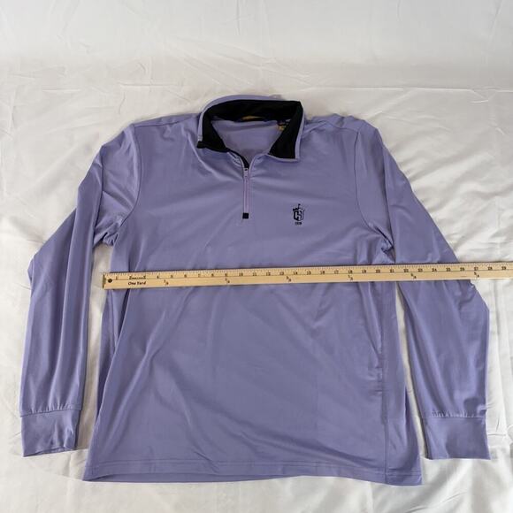 Polo Ralph Lauren Men Large Purple 1/4 Quarter Zip Performance Pullover Golf Gym - Picture 5 of 7